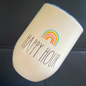 Rae Dunn HAPPY HOUR. Rainbow Insulated Stainless Steel Wine Glass